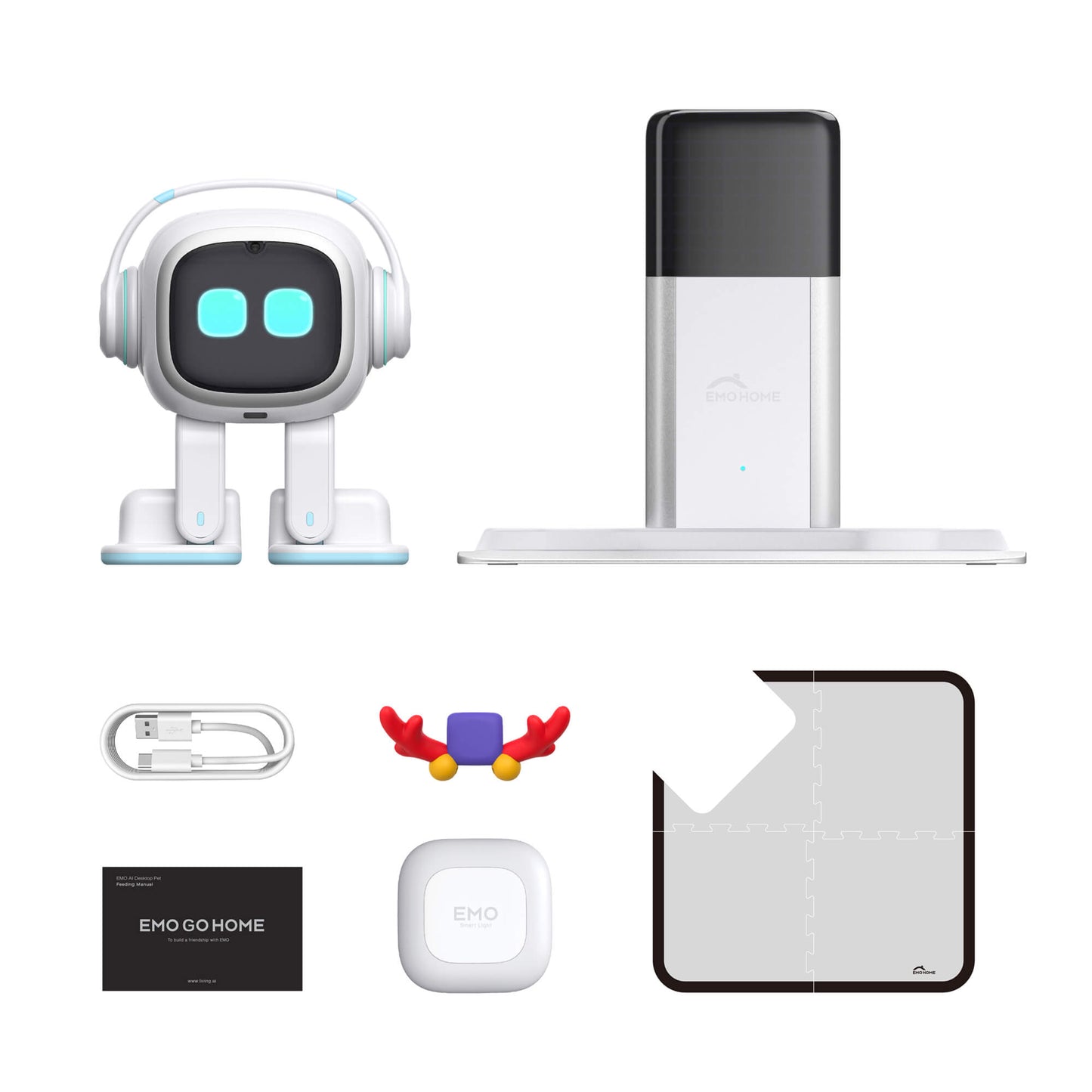 EMO Go Home Robot, AI Desktop Huisdier met Oplaadstation, Living.AI